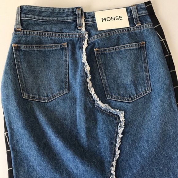 Monse Wool and Denim Panel Pencil Skirt US10 New - Picture 5 of 5